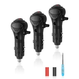 HATMINI 3er-Set 12V Zigarettenanzünder-Stecker mit Ein/Aus-Schalter, 10A-Sicherung & LED-Anzeige – Universeller 12V-Adapter für Luftpumpen, Kühlboxen, Dashcams uvm.