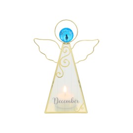 Pavilion Gift Company- December - 6.5" Angel Tealight Candle Holder Religion Faith December Birth Month Birthday Zodiac Sagittarius Capricorn Crystal Birthstone Keepsake Decor Gift