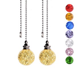 SUR-CIEL 2PCS Ceiling Fan Pulls, Extension with 21 Inches Gold Beaded Pull Chain