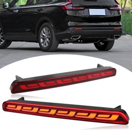 BINQIGOO Full LED Rear Bumper Reflector Tail Lights for 2023 2024 Honda CR-V CRV Daytime Running Light Turn Signal Brake Lamps (REAR BUMPER LIGHT(RED))