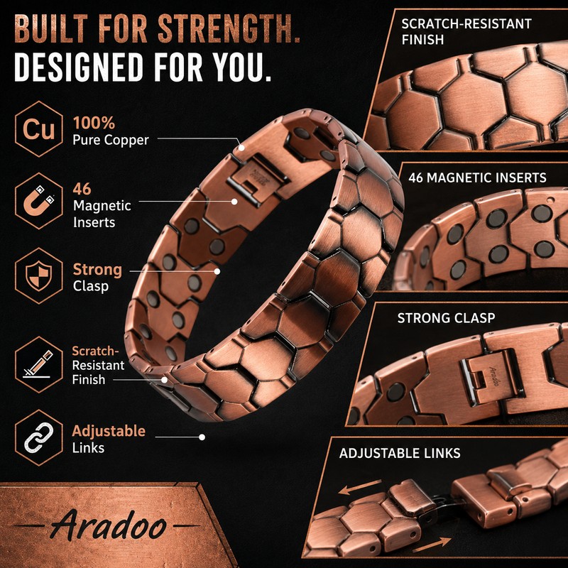 Men’s Copper Magnetic Bracelet for Style – Adjustable Link Jewelry