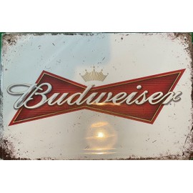 man cave, she shed, home office, workshop, bar, pub, tin sign (budweiser classic)