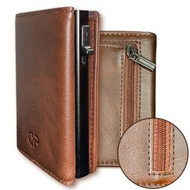 CARAPAPA Card Holder for Men with Wallet Premium Leather Wallet Card Holder Wallet for Men RFID Protection Anti-Theft Brown 10 x 7 x 2.8 cm Minimalist, brown, Minimalist