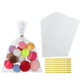 PATIKIL Treat Bags, 50 Pcs 7x5 Inch Clear Gift Bags with Twist Ties Plastic Gift for Candy Party Favor Cookies Candies Packaging Bakery, Clear