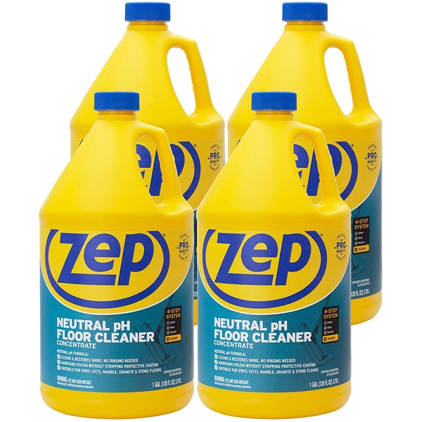 Zep Neutral pH Industrial Floor Cleaner. 1 Gallon (Case of 4) - ZUNEUT128 - Concentrated Pro Trusted All-Purpose Floor Cleaner