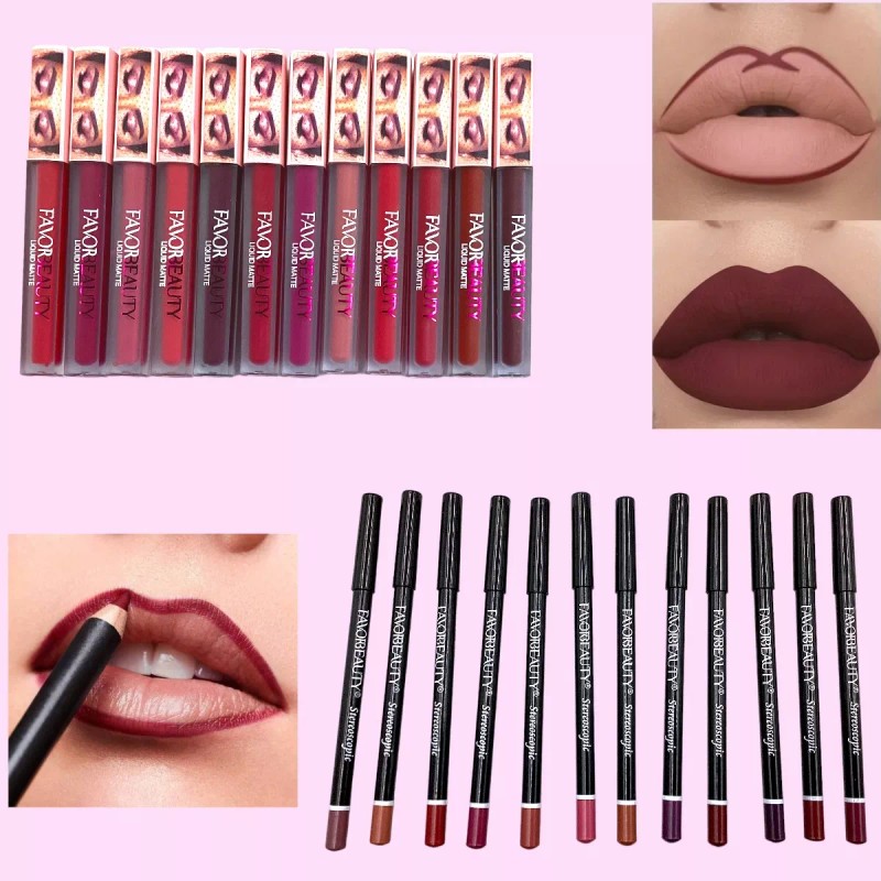 Favorbeauty Labial Con Lápiz, Indeleble Mate Larga Duración 1pz
