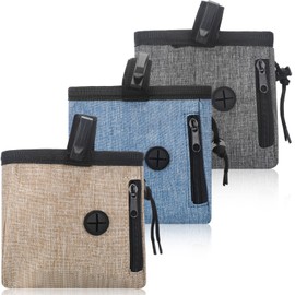 3 Pcs Dog Treat Pouch Dog Treat Training Pouch Washable Dog Treat Bag with Waist Strap and Poop Bag Dispenser for Carry Puppy Pet Toys, Kibble, Treats Holder, 2 Ways to Wear (Simple)