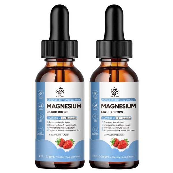 (2 Pack) Magnesium Glycinate Liquid Drop with Citrate, Oxide and