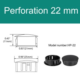 Baomain 25-Pack Plastic Hole Plugs Black 7/8" (22mm) Locking Hole Plugs HP-22 Snap-in Panel Covers for Furniture, Cabinets & Automotive
