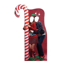 Cardboard People Ugly Christmas Sweater with Candy Cane Life Size Cardboard Cutout Stand-in