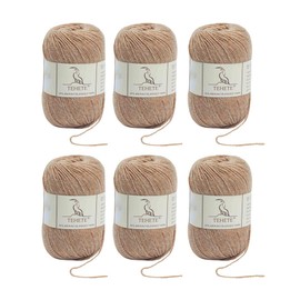 TEHETE Merino Wool 6X50g 3-Ply Soft Hand Knitting Crochet Yarn for Sweaters, Scarf, Leggings, Gloves, Socks (6 Balls, Khaki)