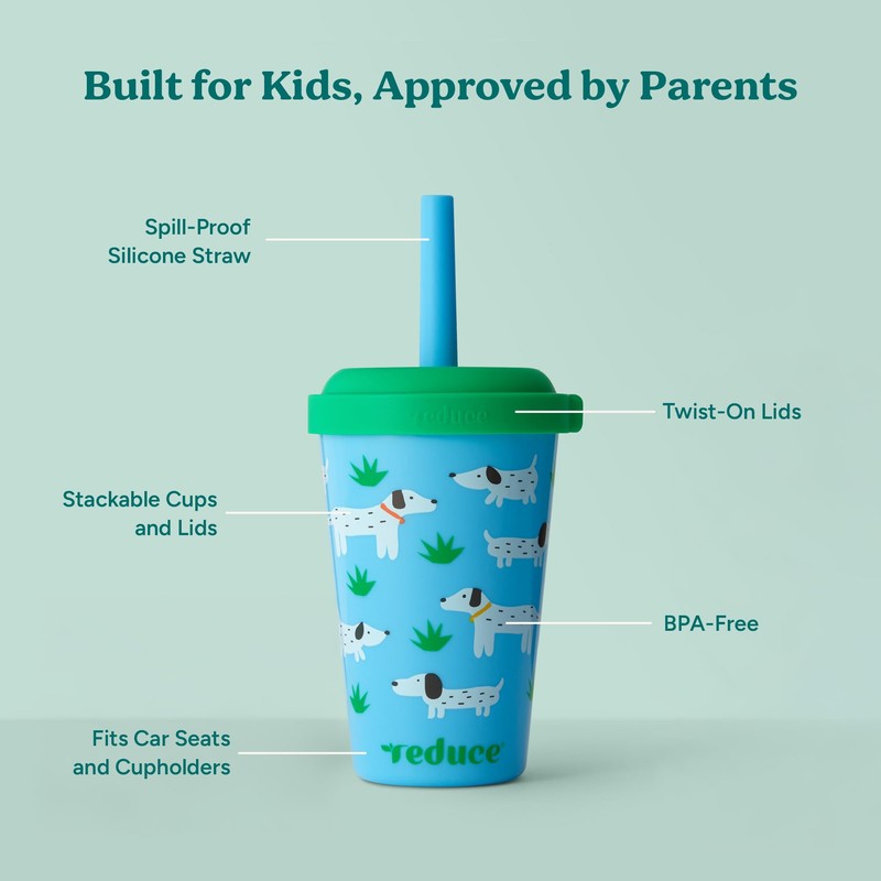 REDUCE GoGo's Kids Portable Tumbler Cups with Lids and Spill-Proof