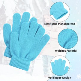 PONCEAU Winter Gloves Children's Magic Gloves Knitted Gloves Mittens Children Warm Gloves 4-11 Years, black
