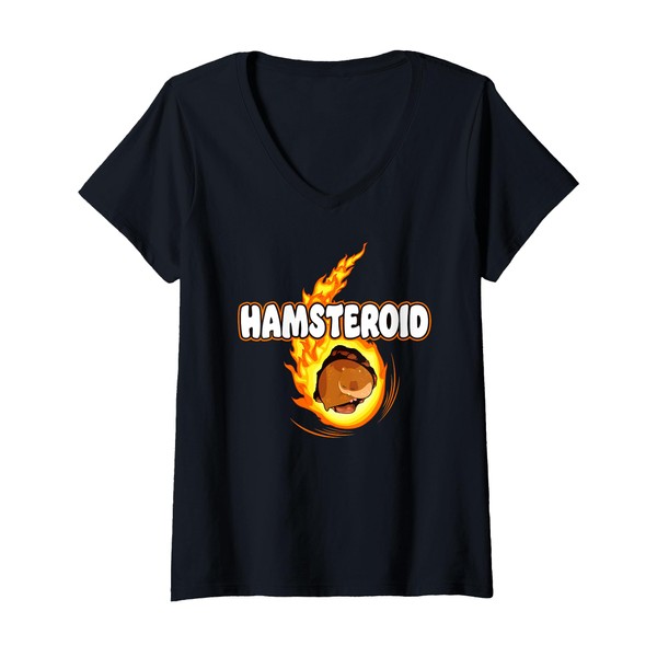 Womens Hamster Asteroid Pun Science Space Hamsteroid V-Neck T-Shirt