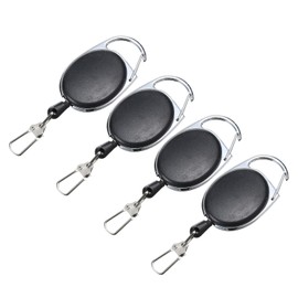 PATIKIL Fly Fishing Retractor, 4 Pack Fly Fishing Anglers Combo Tool Fishing Gear for Nippers Fly Float Belt Loops, Black