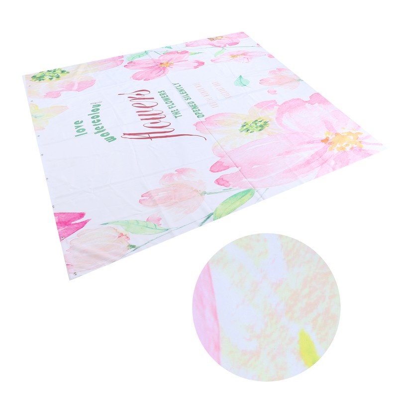 Summer Floral Pattern Shower Curtain with Hook Bathroom Curtain for