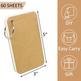 zmybcpack 6 Pack 3x5 Inch Blank Flash Cards with Binder Rings (60 Sheets Each Pack), Blank Easy Flip Index Card Mini Study Cards for Studying