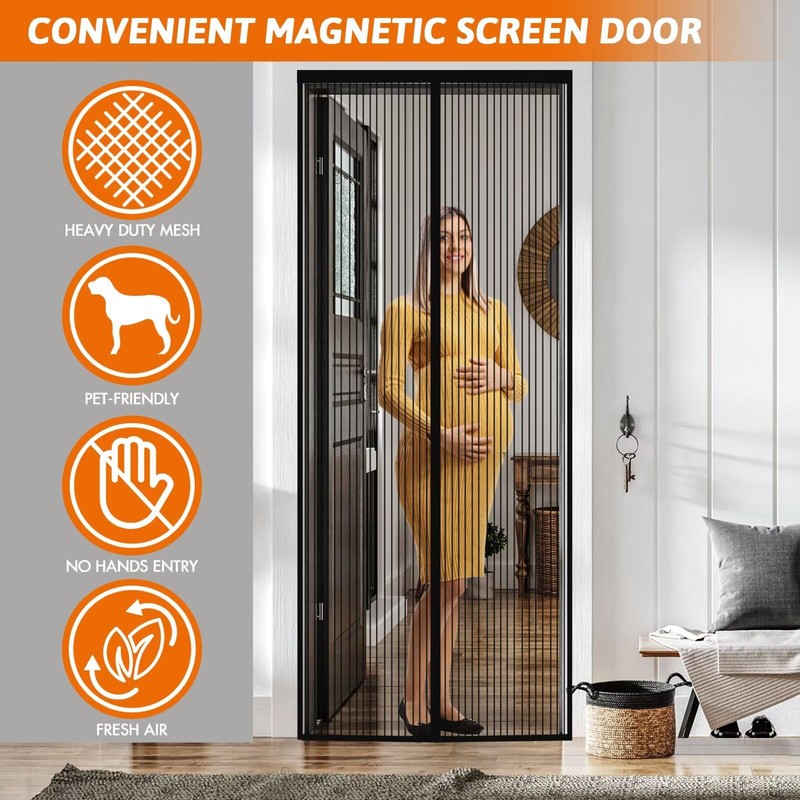 Magnetic Screen Door for Tall Doors, Durable Mesh with Magnetic