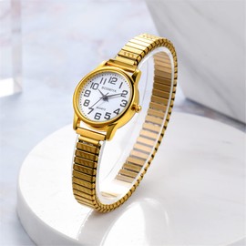 JewelryWe Womens Stretch Band Watches: Easy Reader Alloy Wrist Watches - Analog Quartz Watches Gifts for Girlfriend Mother Wife