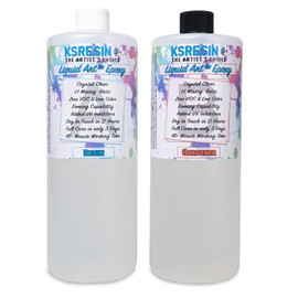 Liquid Art Clear Artist Epoxy Resin | Self-Leveling, High-Gloss, Crystal Clear Art Resin | for Tumblers, Canvas, Wood, and Other DIY Projects (64oz Kit (Combined))