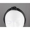 Black turban knot headband shiny lamé fabric covered grip teeth