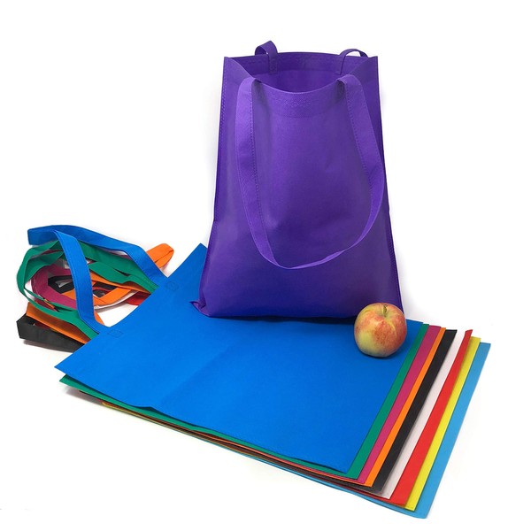 50 Piece Large Tote Bags Bulk Assortment, Nonwoven Polyester Reusable