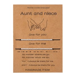 Lcherry Aunt And Niece Morse Code Bracelet Pinky Promise Couple Distance Matching Adjustable Bracelet Friendship Gifts for Women 2 Pieces