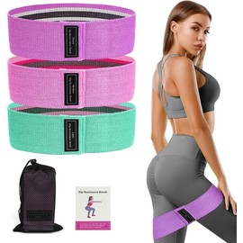flintronic Fabric Resistance Bands, Exercise Bands Set of 3, Non-Slip Booty Bands with 3 Resistance Levels, Workout Fitness Bands for Hips & Glute, Women/Men/Beginners/Yoga, Strength Training