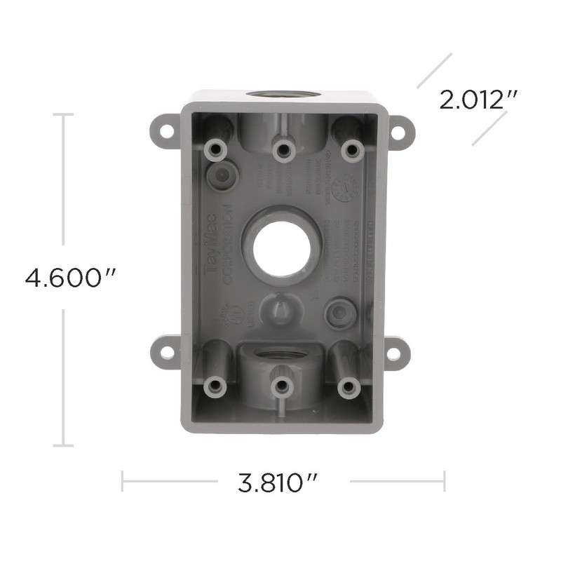 BELL PSB37550GY Single-Gang Weatherproof Three 1/2 in. or 3/4 in.