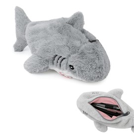 Shark Plush Pen Case, Fluffy, Cute Animal Pencil Case, Large Capacity, Dustproof, Durable, Lightweight, Zipper, Cosmetic Pouch, Small Accessories, Elementary School, High School Students, Unisex