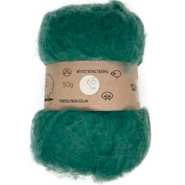 Carded Wool For Felting, Needle Felting Wool, Wool Batt, Craft Wool, Single Shade (Group C), 100 grams 3.5 Oz (Teal (65))