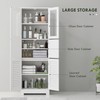 HOMCOM 67" Tall Bathroom Cabinet, Bathroom Storage Cabinet with Glass/Louvred