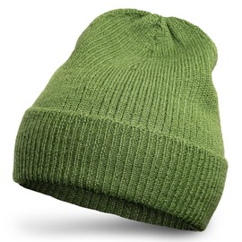 Apikuna® Alpaca Hat Made of 100% Finest Baby Alpaca Wool (Olive Green) - Knitted Hat for Men and Women - Warm Unisex Knitted Hats for Autumn & Winter - Soft & Warm Wool Hats, olive green