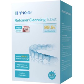 Y-Kelin Y-Kelin Retainer Cleaner Tablets 120 tabs, Up Graded Formula Double Cleasner - Effective Removal of Dental Stains (3 Month Supply)