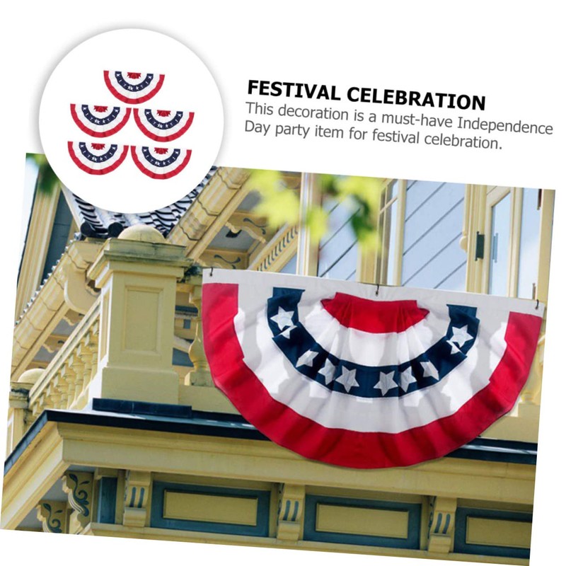 SUPVOX American Flag Bunting Skirt 5pcs Decorative Banner Fan Shaped