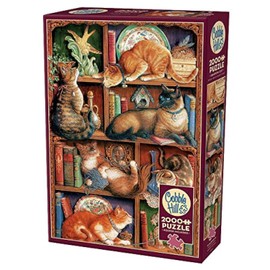 Cobblehill 50710 2000 pc Feline Bookcase Puzzle, Various