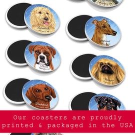 SJT ENTERPRISES, INC Golden Retriever 2.6" Absorbent Stone Car Coasters with Magnet on The Back - Use as Car Cup Holder Coaster or Kitchen Magnet - Artist Tomoyo Pitcher - Set of 2 (SJT35239)