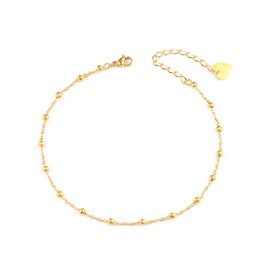 VU100 Dainty Cute Gold Ball Beads Ankle Bracelet for Women Girls Chain Anklet Beach Barefoot Sandal Foot Jewellery Adjustable