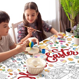 Giant Easter Coloring Poster for Kids - 30 x 72 Inches Jumbo Easter Party Decorations TableCover Painting Paper Tablecloth for Happy Easter Themed School Activitys Party Supplies
