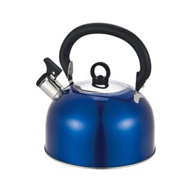 Buckingham 30804 Colour Coated Stainless Steel Camping Whistling Kettle with Heat Resistant Phenolic Handle, Met.Blue, 2.5 Litre, 2.5 liters