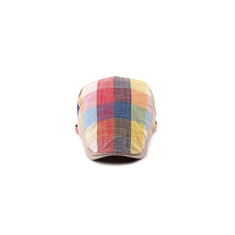 Adantico Men's Women's Checked Pattern Peaked Cap Flat Cap, yellow