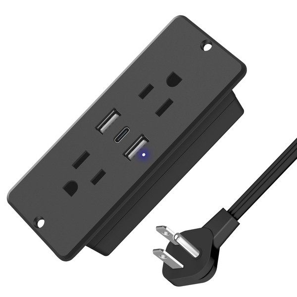 HHSOET 5 in 1 Recessed Power Strip Flat Plug, 20W