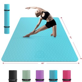 HAPBEAR Extra Large Yoga Mat - 72"x48"/78"x54"x6mm (1/4 inch), Non-Slip, Durable, Eco-Friendly, Thick Wide Exercise Mat for Home Workouts, Yoga, Pilates, Stretching, Meditation (Barefoot Exercise)