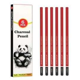 Daerthotk 6 pack Charcoal Pencils Drawing Set - Soft, Medium and Hard Charcoal Pencils for Drawing, Sketching, Shading, Artist Pencils for Beginners Artists