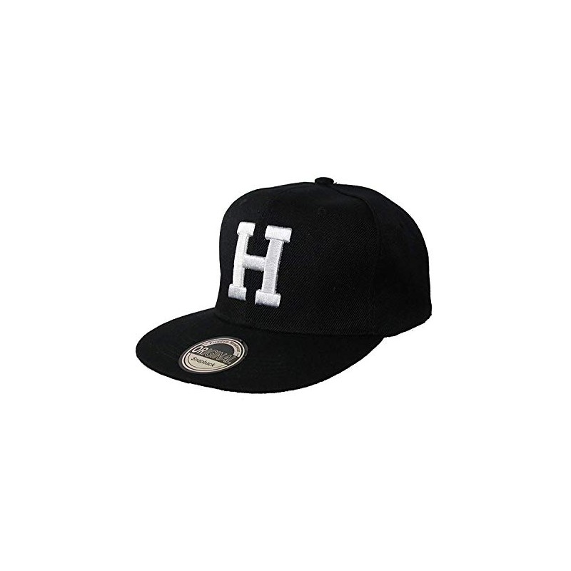 Letter/Initial Snapback Cap in Black & White - H