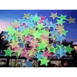 AIFHI Luminous Stickers, Glow in the Dark Starry Sky Wall Stickers, Cute Starry Wallpaper, 100 Pieces, Colorful