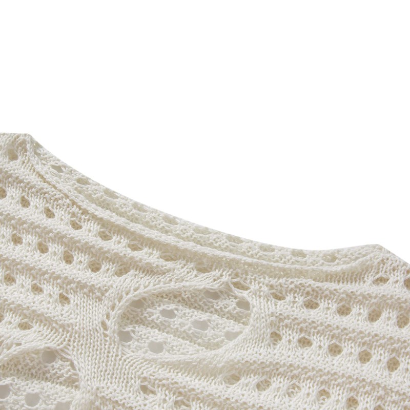 LYSINK Women Y2k Hollow Out Crochet Cover-Up Long Sleeve Solid