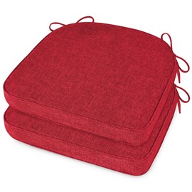 ELFJOY Chair Cushions for Dining Chairs Non-Slip Kitchen Chair Cushions Set of 2 Seat Cushion with Ties for Indoor Kitchen Dining Office Red