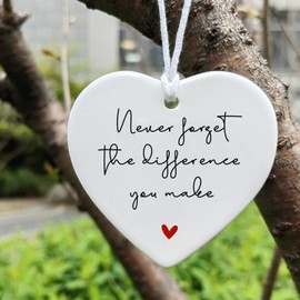 Never Forget The Difference You Make, Thank You Gift, Midwife Gift, Friend Gift, Ceramic Heart, Appreciation Gift, Appreciation Ornament, Coworker Meaningful Leaving, Retirement Gift