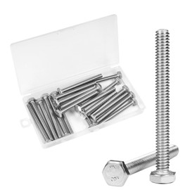 Yinpecly 20Pcs 1/4-20 x 2-1/2" Hex Bolts,1/4"-20 Hex Head Cap Screws Hexagon Bolts, 304 Stainless Steel, External Hex Drive, UNC Coarse Thread Fully Threaded